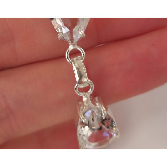 Sparkling Crystal Necklace - Sterling Silver Statement Jewelry - Picture 6 of 7